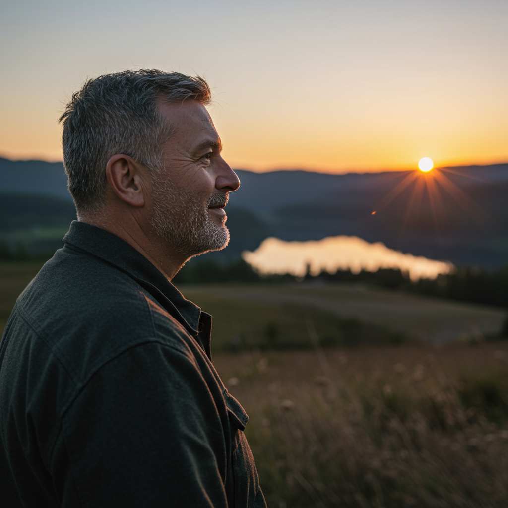 John D., 62, smiling after using the ritual